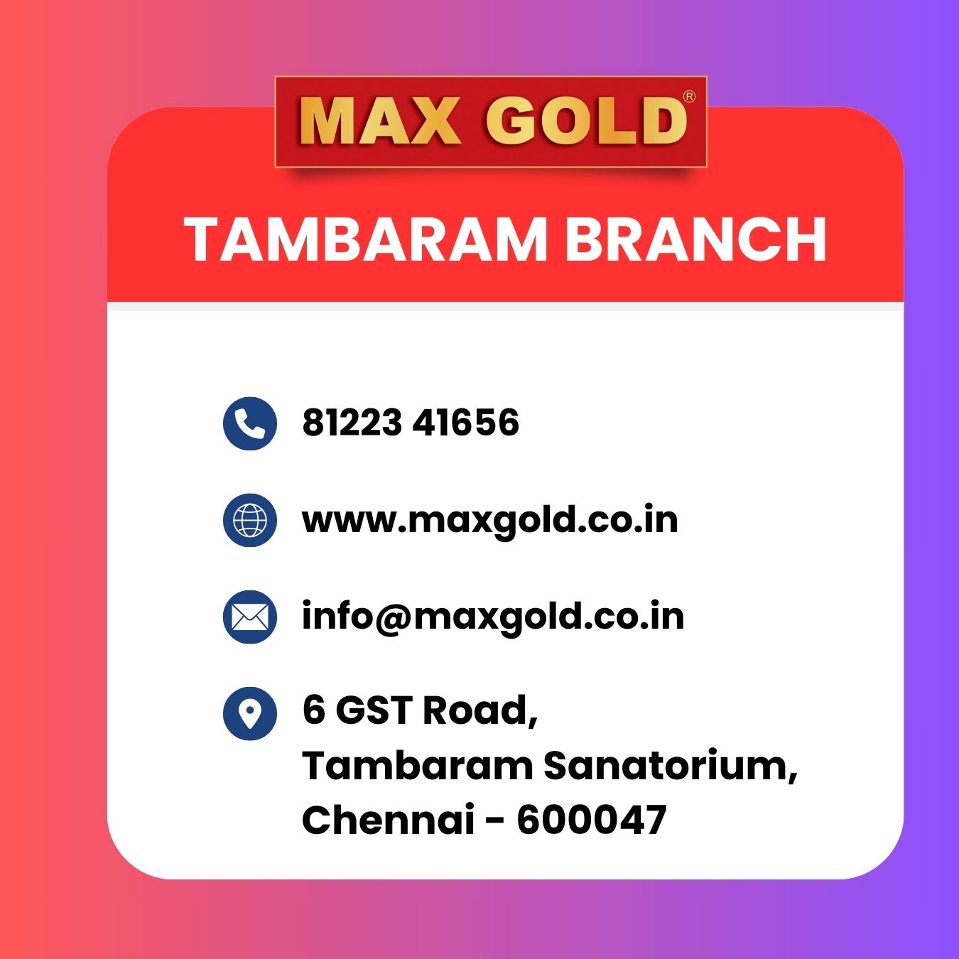 Max Gold Tambaram branch